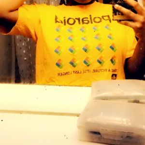 Yellow polaroid crop top